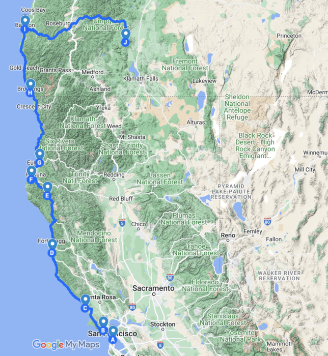 San Francisco to Bend Road Trip